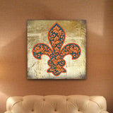 Cross Fleur de Lis Wooden Gold Plated Wall Art by Museum Icon - Celtic Decor - 850442-16