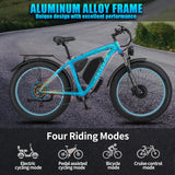 Vélo électrique pour adulte Kettles 740 W | Vélo électrique avec pneus de 26 pouces, VTT à double moteur pour trajets domicile-travail et tout-terrain, avec batterie amovible 48 V 23 Ah, jusqu'à 80 km à 31,3 km/h
