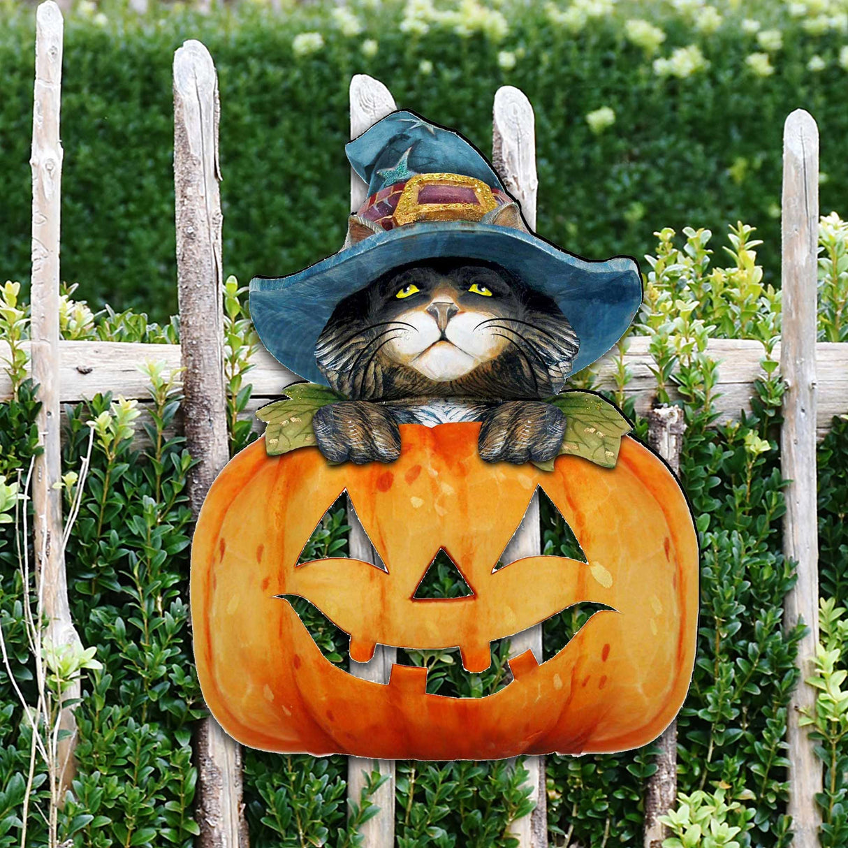 Black Cat pumpkin Halloween Door Decor by G. DeBrekht - Thanksgiving Halloween Decor - 8158416H
