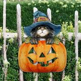Black Cat pumpkin Halloween Door Decor by G. DeBrekht - Thanksgiving Halloween Decor - 8158416H