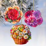 Flower Bouquets Decorative Wooden Ornaments Set of 3 by G. Debrekht - Love Family Decor - 8091076-2-S3
