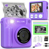 Kids Camera Instant Print, 12MP 1080P Digital Camera for Kids Age 3-12, Christmas Birthday Gifts for 4 5 6 7 8 9 10 Year Old Girls Boys, 32GB Toddler HD Video Camera Print Photos Portable Toy