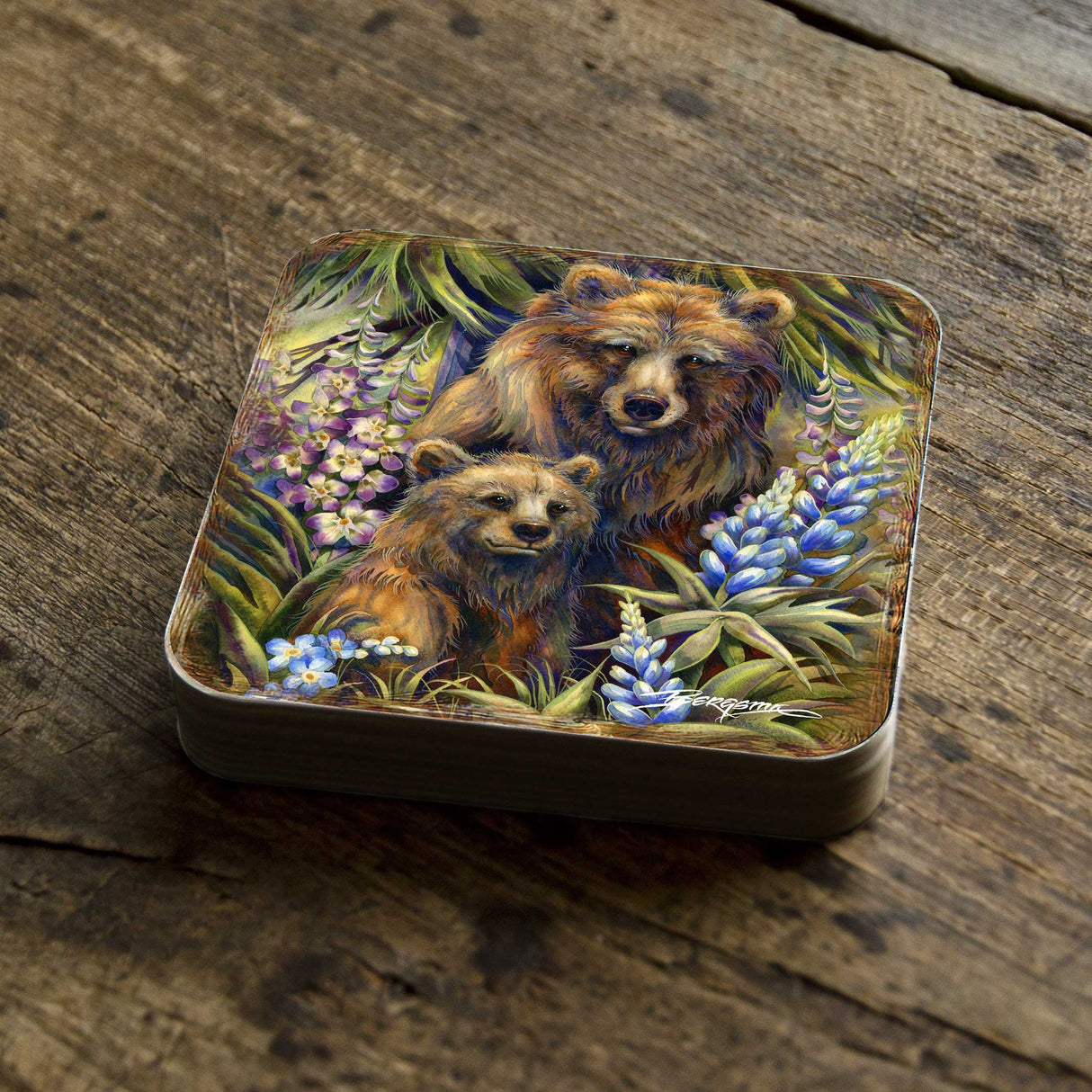 Forest Friends Wooden Cork Coasters Gift Set of 4 by J. Bergsma - Wildlife Decor  - 8199455C-S4