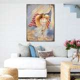 Ángel americano de madera, obra de D. Gelsinger - Decoración patriótica estadounidense - 95655B-0107