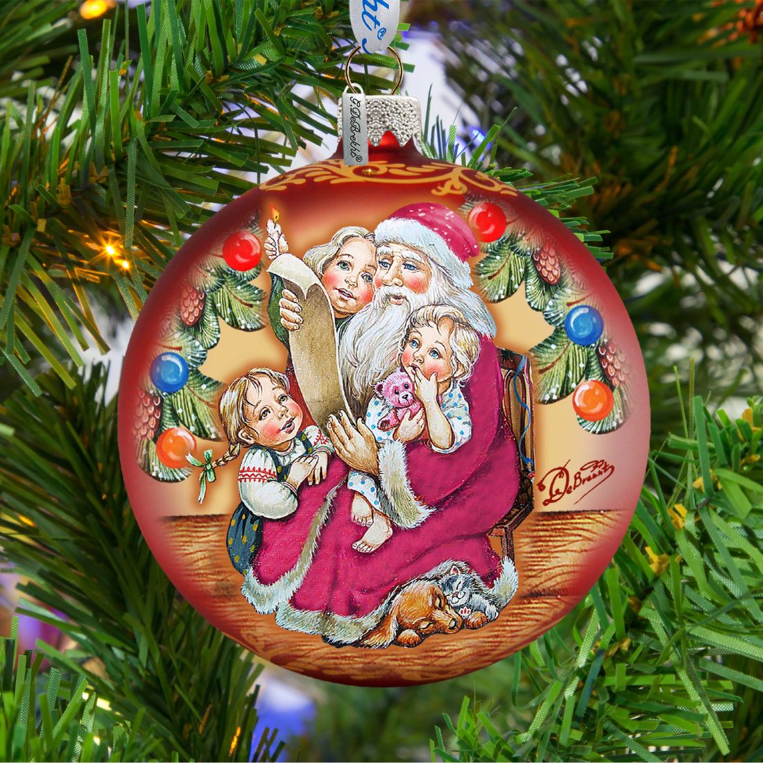 Adorno de vidrio con lista de regalos de Papá Noel de G. DeBrekht - Decoración navideña de muñeco de nieve de Papá Noel - 73364