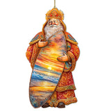 Adornos de madera de Santa Claus con paseo en surf tropical de G. Debrekht - Decoración navideña de muñeco de nieve de Santa Claus - 8691413