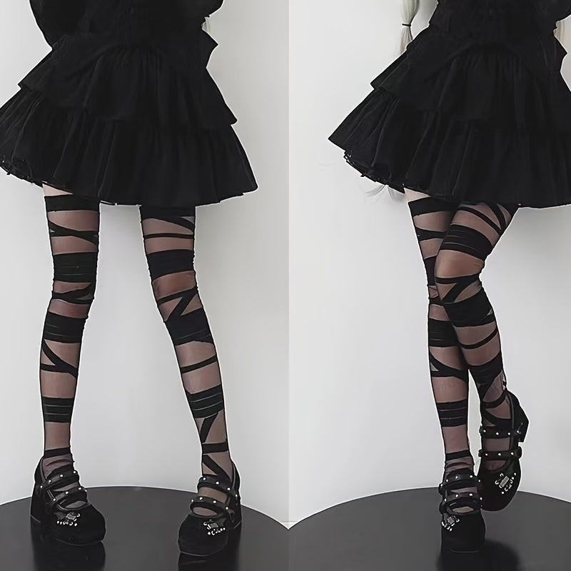 Medias altas con vendaje cruzado, calcetines por encima de la rodilla estilo JK, medias y calcetería para mujer
