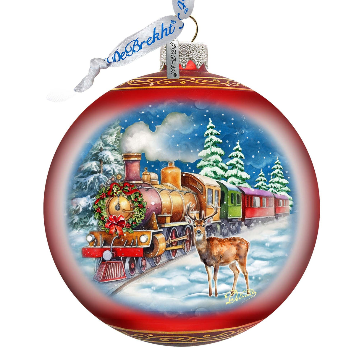 Antler Express Lg Glass Ornament by G.Debrekht - Christmas Holiday Decor - 73946