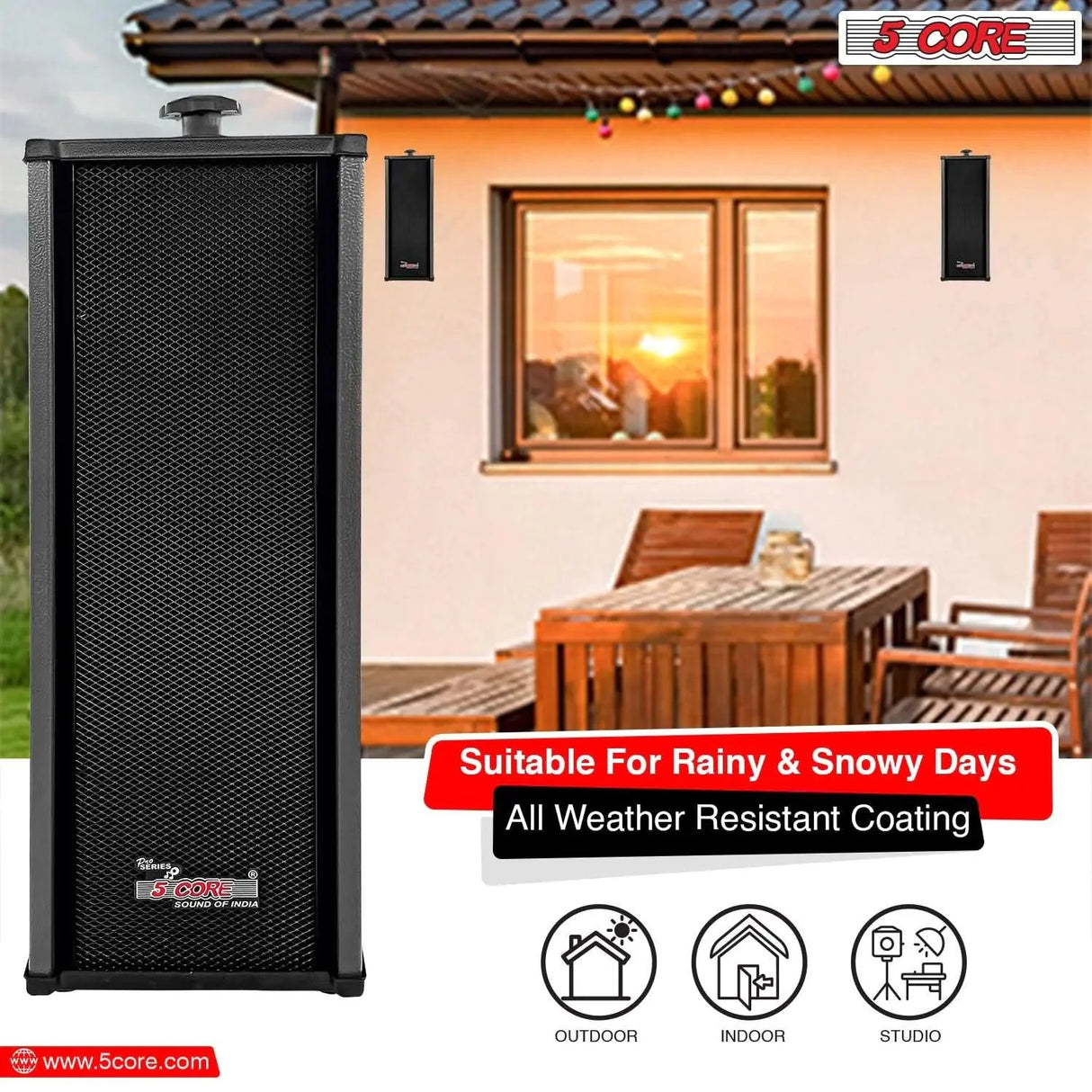 5Core 100W Indoor/Outdoor Stereo Speakers