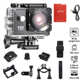 Compact 1080P Full HD Action Camera with 2" LCD Screen & 5MP Resolution -, 170° Wide-Angle Lens, 900mAh Rechargeable Battery - Ideal for Diving, Surfing, Cycling & Outdoor Adventures - Black
