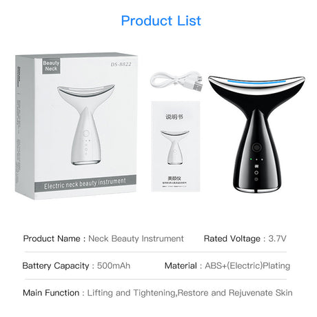 EMS Microcurrent Neck Face Beauty Device With 3 Colors LED Photon Therapy Skin Tighten Reduce Double Chin Face Lifting Devices - Lootquake