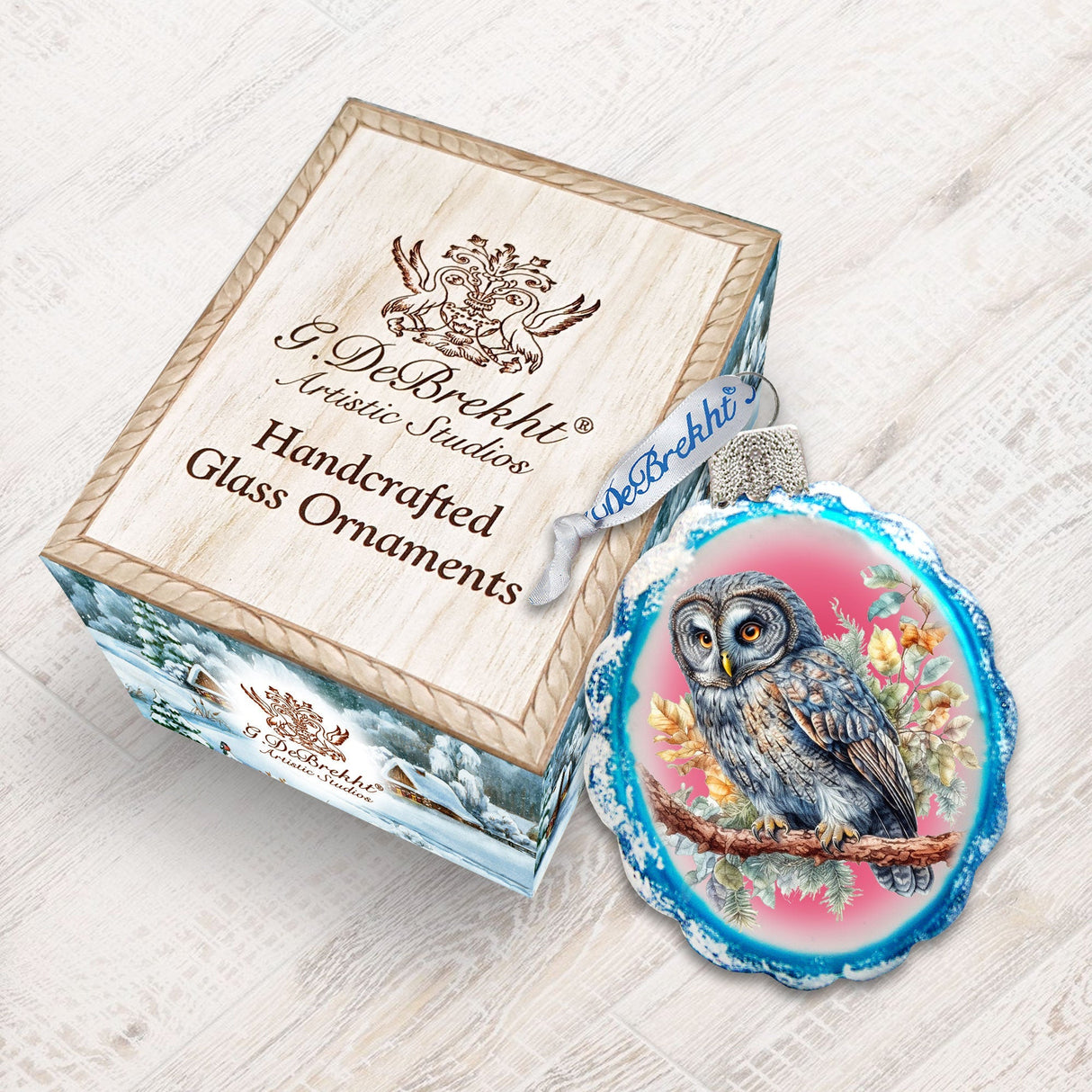 Gray Owl Mercury Glass Ornaments by G. Debrekht - Wildlife Holiday Decor - 776003