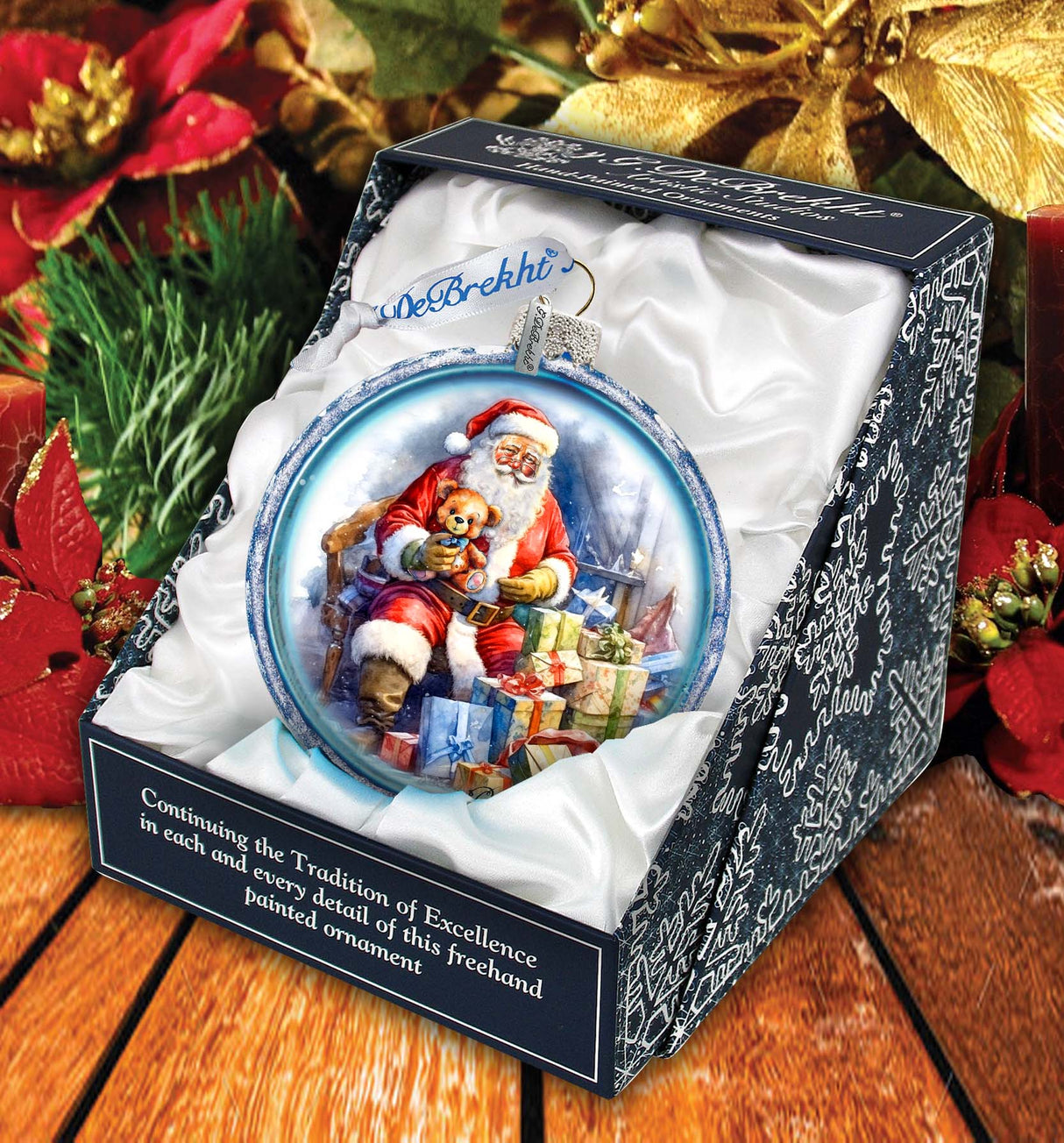 Santa Ball Glass Ornament by G. Debrekht - Christmas Santa Snowman Décor - 73563C