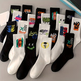 10Pairs Mens Graffiti Art Socks - Fashion-Forward, Cotton Blend, Breathable & Comfortable - Unisex, Outdoor Ready, All-Season Casual Wear