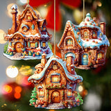 Fairy Tale Houses Wooden Ornaments Set of 3 by G. Debrekht - Christmas Decor - 8100191S3