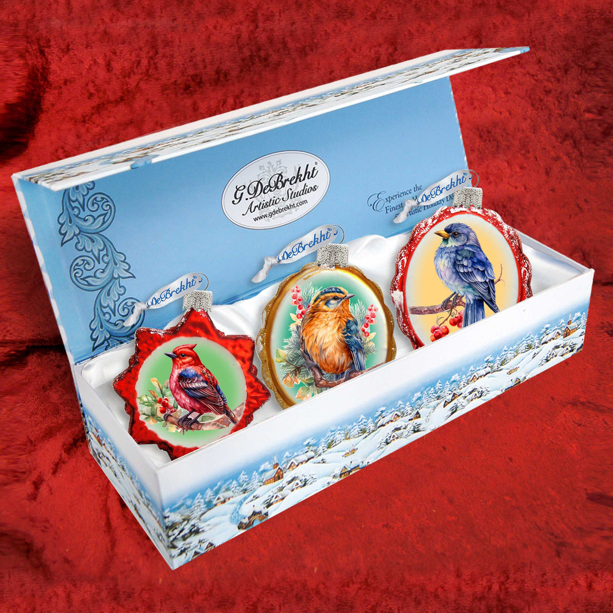 Forest Birds Mercury Glass Ornaments Set of 3 by G. Debrekht - Wildlife Holiday Décor - 770147S3