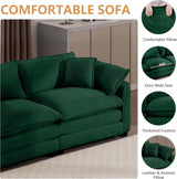 Oversized 2 Piece Sofa Set for Living Room, 3-Seater & Loveseat Couch, Modular Sectional Deep Seat Corduroy Comfy Cloud Couches with 4 Armrest Pillows and 5 Toss Pillows, Green