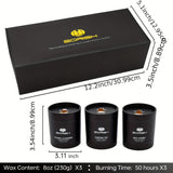 Luxury Candle Gift Set For Women, Strong Scented Candle Set, Black Candles Gifts, 3 Pack, 24oz, Burning 150 Hours