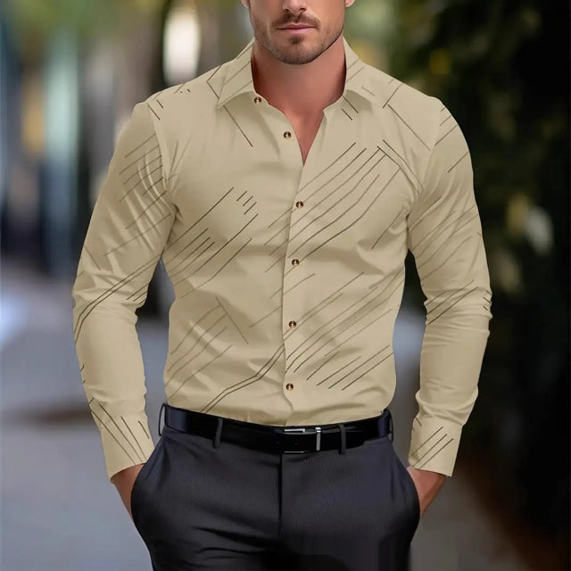 Business Men's Diagonal Striped Shirt Casual Plus Size - Lootquake