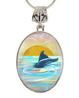 Whale Tale Silver Plated Mother of Pearl Jewelry Pendant Necklace Coastal - 44052