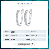 Sterling Silver S925 Simple Zircon Ear Clip White Gold Plated Smooth - Lootquake