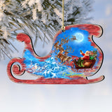 Adornos de madera "Vuelo Mágico de Papá Noel" de Gelsinger - Decoración navideña de muñeco de nieve de Papá Noel - 8161020-1314