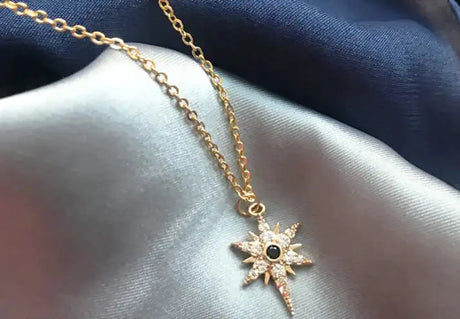 Gold-Plated Zircon Devil Eye and Star Cross Necklaces - Lootquake
