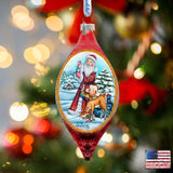 Santa Kids Cut Drop Glass Ornament by G. DeBrekht - Christmas Santa Snowman Decor - 757-005