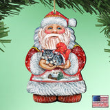 Kitten Holiday Santa Wooden Ornaments by G. DeBrekht - Christmas Santa Snowman Decor - 8117808
