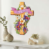 He is Risen Wooden Cross by G. Debrekht - Easter Spring Decor - 88162