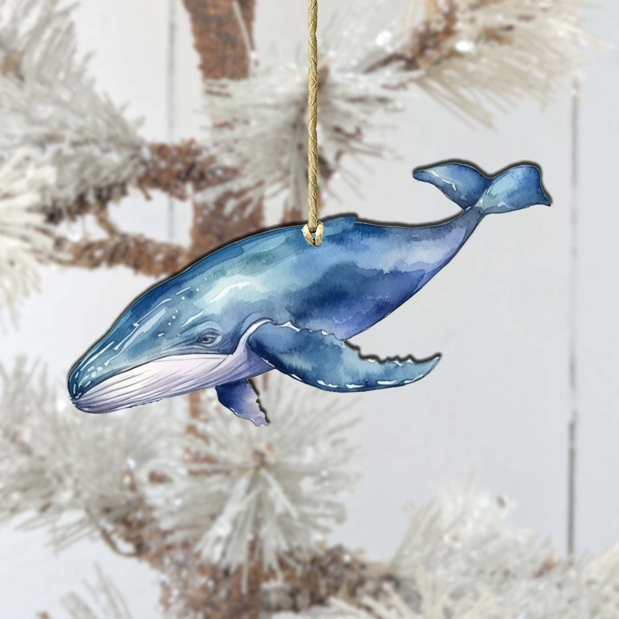 Blue Humpback Whale Wooden Ornaments by G.Debrekht - Wildlife Holiday Decor - 8710103-1