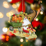 Autumn Decoration Grateful Harvest Gnome with Wheelbarrow and Cornucopia - Handmade Gift by Susan Winget - 8471207-SW