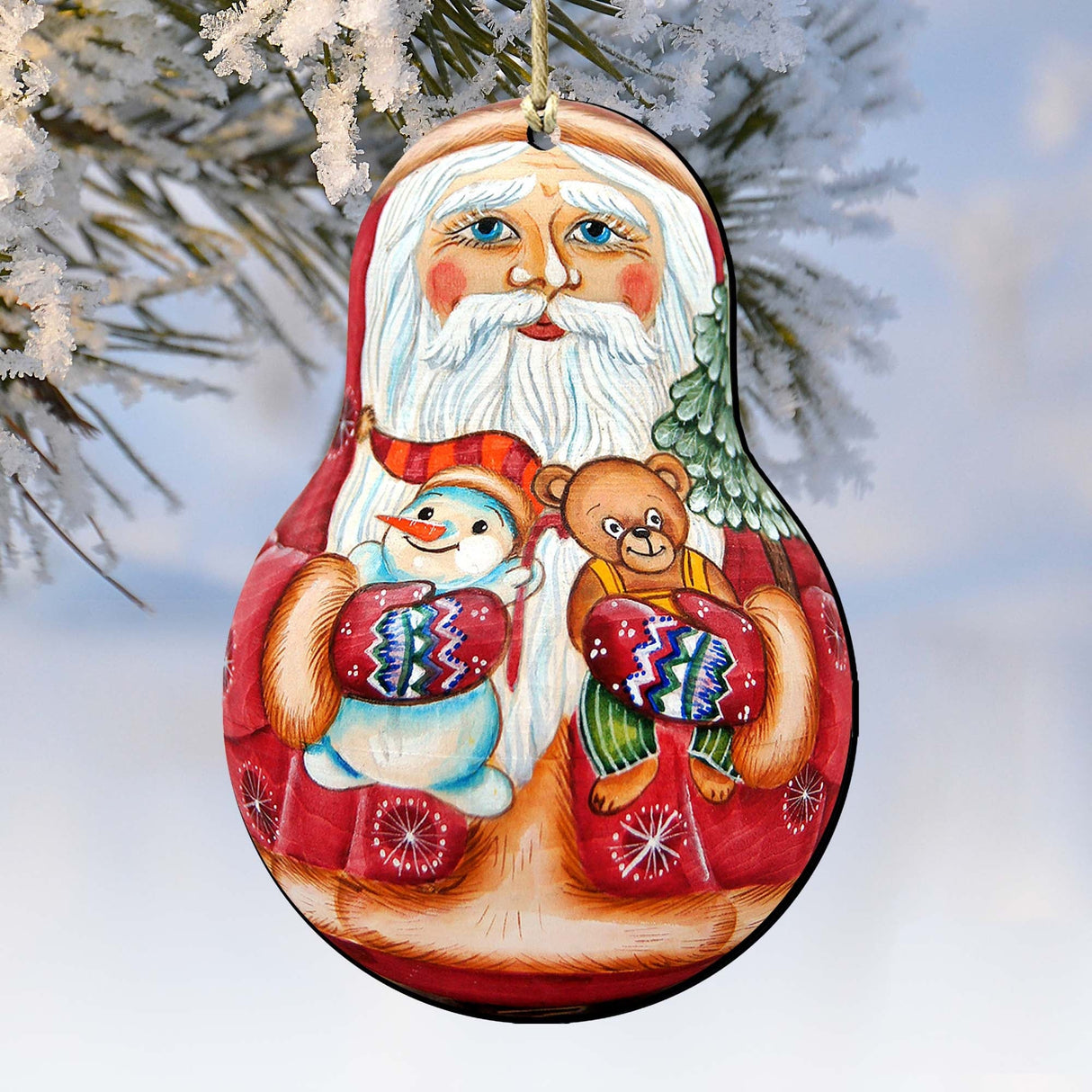 Santa Doll Christmas Wooden Ornaments by G. DeBrekht - Christmas Santa Snowman Decor - 8115011