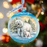Adorno de cristal con forma de oso polar y cachorro de G. Debrekht - Decoración navideña con animales salvajes - 73386