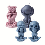 Lot de 4 bougies créatives en forme de crâne, parfumées pour Halloween, aromathérapie artisanale pour une décoration intérieure effrayante, coffret cadeau d'Halloween