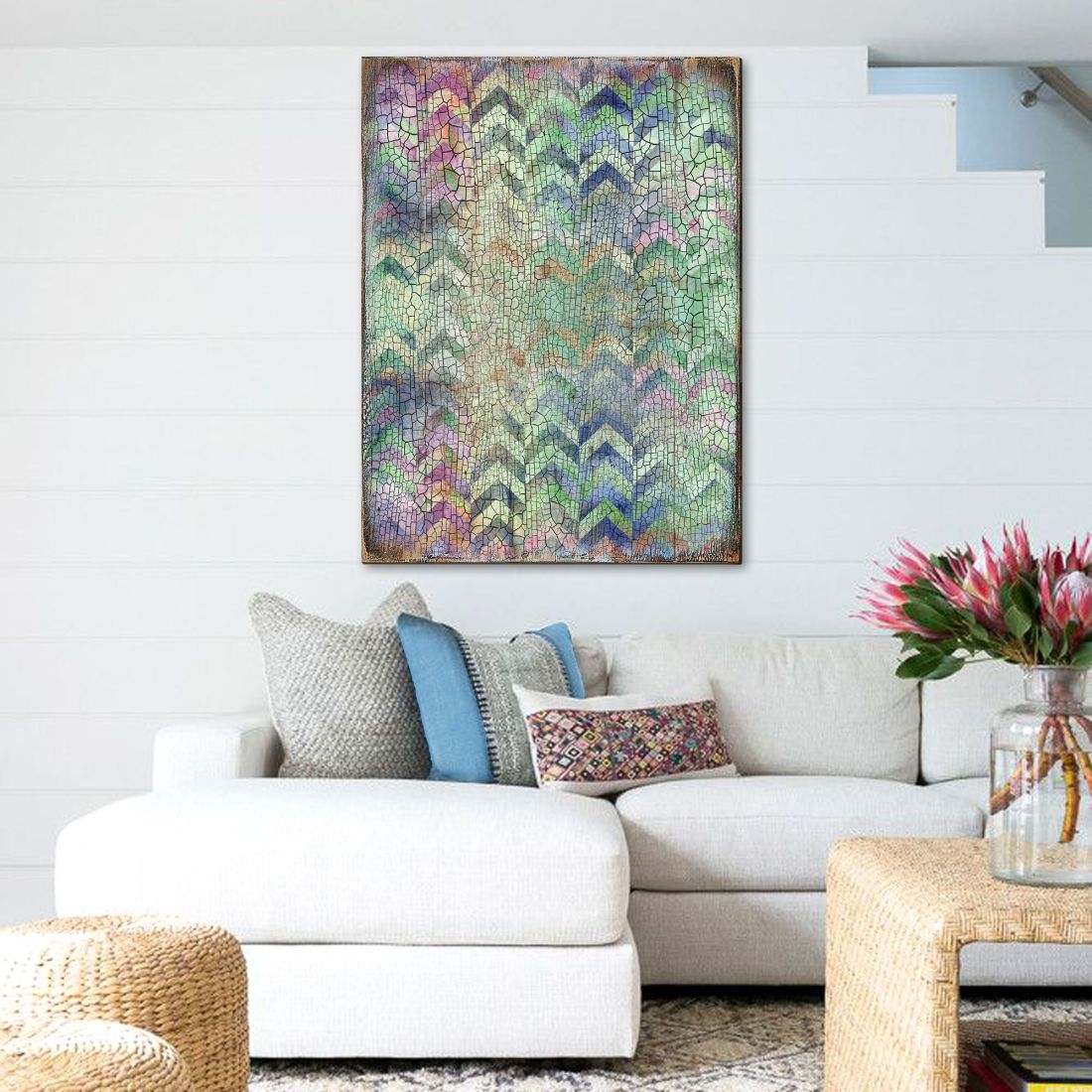 Arte mural rústico gráfico de madera de G. DeBrekht - Decoración floral ornamental - 95002B