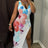 Ladies' V-neck Floral Print Thigh Slit Highlights Figure, Hip Hugging Long Skirt - Lootquake