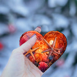 Adornos costeros navideños - Adornos de madera con forma de corazón costero de G.Debrekht - Decoración costera navideña - 8688199