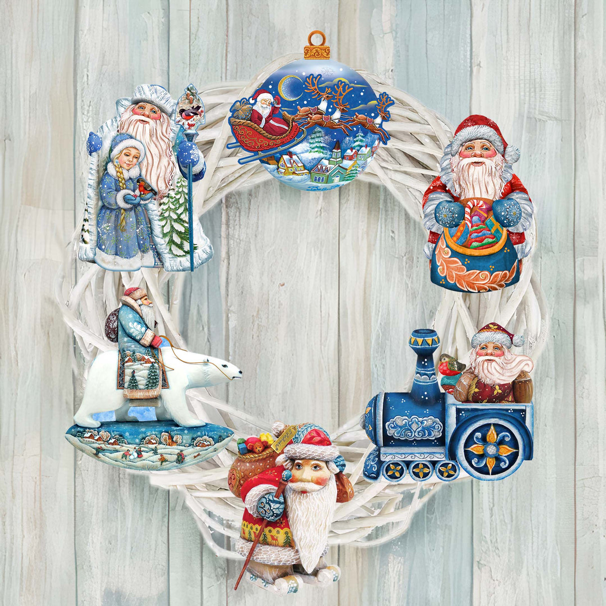 Up-Up and Away Decorative Wooden Clip-on Ornaments Set of 6 by G. Debrekht - Christmas Decor - 8090132C-S6