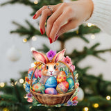 Bunny in a Basket Wooden Ornaments by G. DeBrekht Easter Spring Decor - 8652764