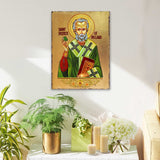 Icono religioso cristiano sagrado de San Patricio de madera bañado en oro - Decoración celta - 85060