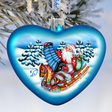 Love Heart Accordion Santa Glass Ornament by G. DeBrekht - Christmas Santa Snowman Decor - 752-023
