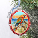 Coastal Christmas Decor - Parrot Keepsake Glass Ornaments by G. Debrekht - Coastal Holiday Decor - 777393