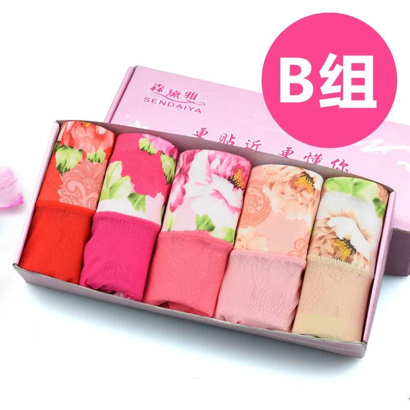 5Pcs Print Panties Women's Underwear Cute Cotton Panties Plus Size Briefs Girl Ladies Lingeries Panty Sexy Underpants For  Women