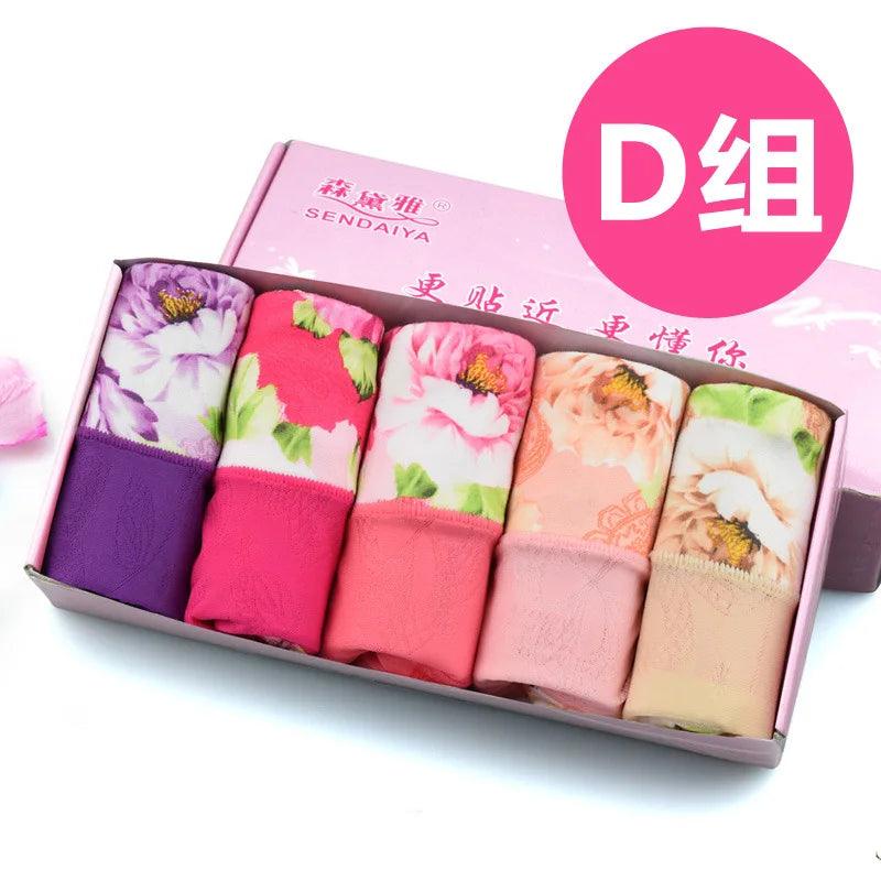 5Pcs Print Panties Women's Underwear Cute Cotton Panties Plus Size Briefs Girl Ladies Lingeries Panty Sexy Underpants For  Women