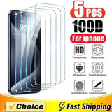 5pcs Tempered Glass Screen Protectors for iPhone 15 Pro Max & 14/13/12/11/16/7/8/X/XR/XS Max/Mini - Ultimate Protection
