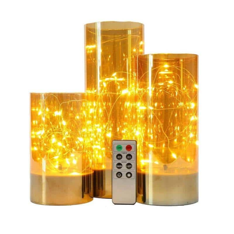 6/8/10inch High Battery Glass Decorative Lights（Set of 3）-2