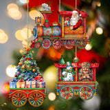 Santa's Train Wooden Ornaments Set of 3 by G. Debrekht - Christmas Décor - 8100202S3