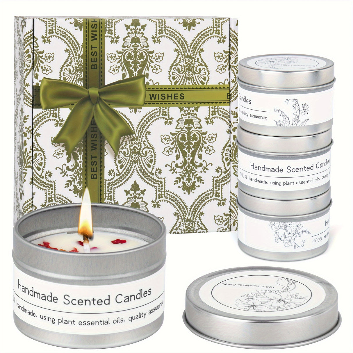 4pcs Scented Candle Gift Set - Premium Relaxation Aromatherapy with 12 Unique Scents, Perfect for Birthdays, Weddings, Thanksgiving & Christmas - Soy Wax in Metal Jar