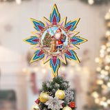 Decoración de madera para la punta del árbol de Papá Noel, de inspiración americana, de G. Debrekht - Decoración de muñeco de nieve de Papá Noel - 89523